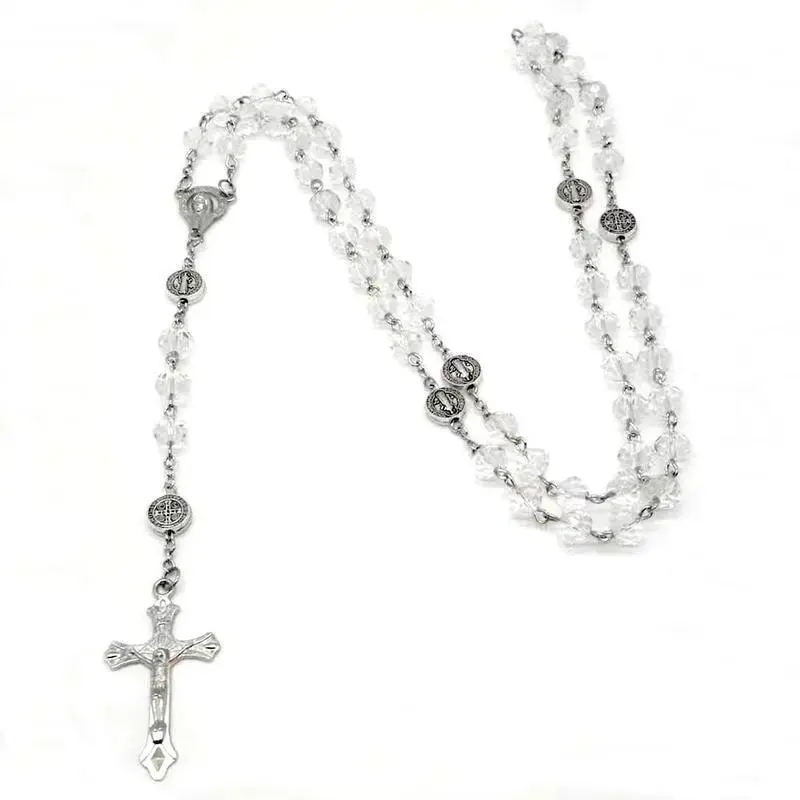 【New must be】Crystal Bead Catholic Rosary Necklace Cross Pendant Choker | 2026 New Arrivals & Fresh Design | Religious Necklaces Long Chain Prayer Charm Jewelry Gift Full Of Peace Thanksgiving Gift