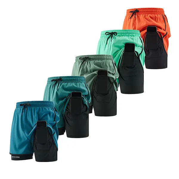 Multifunctional running training shorts, versatile quick-drying fake two-piece shorts 5-piece pack