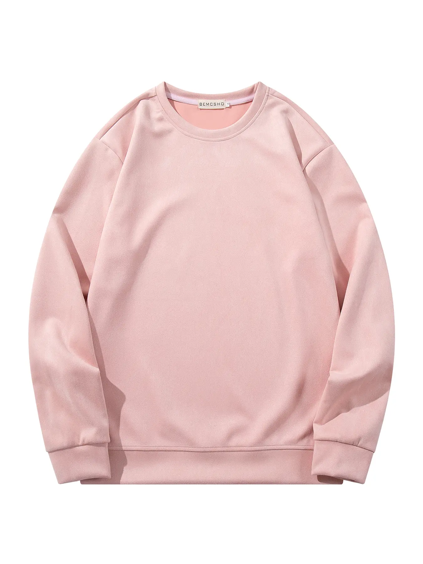 Men's Fall New Fashion Solid Color Suede Velour Sweatshirt, Trendy Casual Long Sleeve Base Layer Top, Versatile Men's Clothing