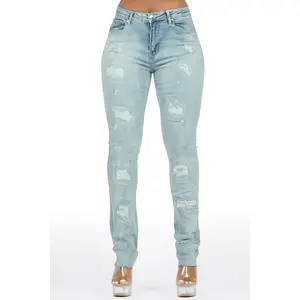 Teranique Light Wash Distressed Skinny Jean