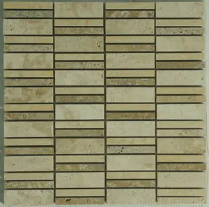 Castaway Linear Mosaic Travertine Honed Mosaic Tile