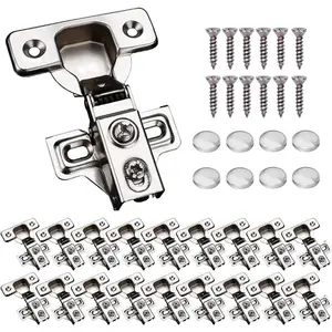 20 Pack Soft Close Cabinet Door Hinges for 1/2" Partial Overlay Cupboard, 100 Degree Opening Angel, Stainless Concealed Kitchen Cabinet Hinges with Mounting Screws and Manual -.com