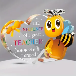 Heart-Shaped Acrylic Centerpiece, Inspirational Quote Design, Perfect Gift for Teachers & Special Occasions, Versatile Home Décor Accessory, Novelty Decor