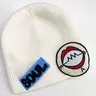 Soul Eater Anime Beanie Hat, Off-white Appliqued Cuffed Knit Winter Cap
