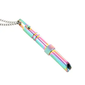 Stainless Steel Breathing Necklace for Anxiety Relief Stress Necklaces Women Men Relaxation Meditation Calming Down Mindful Whistle Gift