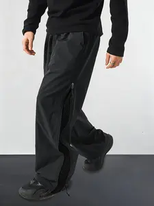 Men’s Paratrooper Pants — Solid color, loose fit, wide-leg casual parachute pants with full side zipper and mesh paneling