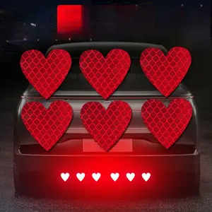 6pcs Heart Reflective Stickers & Decals for Cars, Motorcycles & Evs, Automotive Car Accessories, Enhance Night Safety, Fashion & Decoration, Durable & Long-Lasting, Multi-Purpose