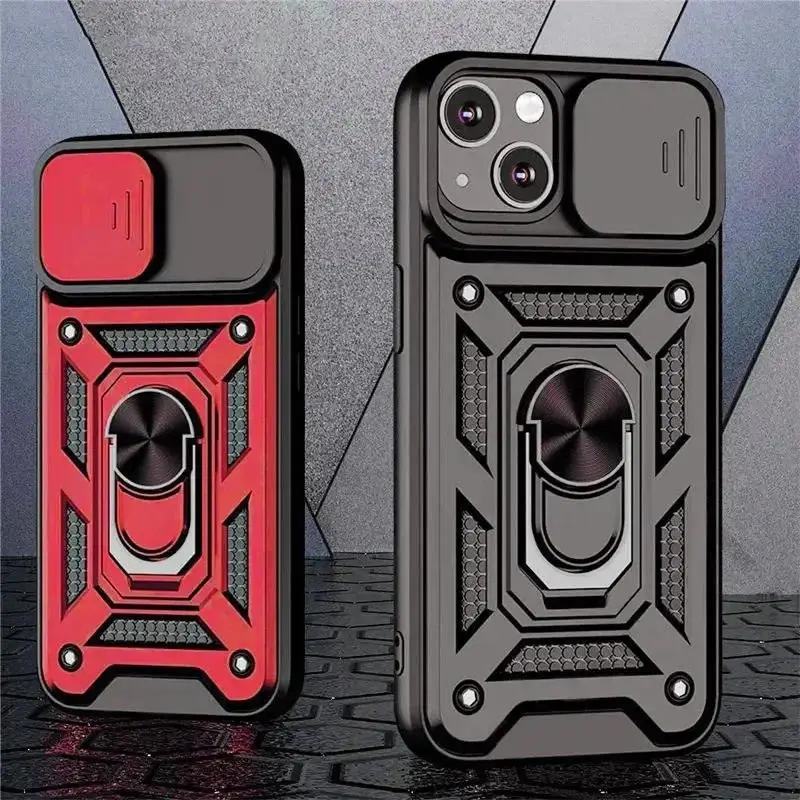 Magnetic Ring Stand Shockproof Plastic Protective Casing for iPhone Series - Smartphone/Cellphone Back Cover Accessory for iPhone 17Air,17,16,15,14,13,12,11 Pro Max