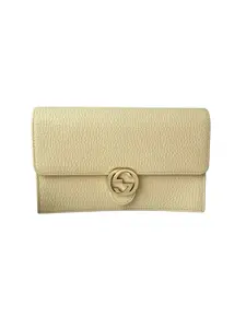 Pre-owned GUCCI GG Leather Shoulder Bags Gucci Ivory Interlocking G Wallet On Chain