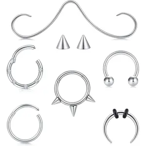 Septum Rings 16g Septum Jewelry Septum Piercing Septum Nose Rings Gold Silver Black Mustache Septum Ring 16 Gauge Septum Clicker Septum Hoop Stainless Steel Septum Pincher Spike