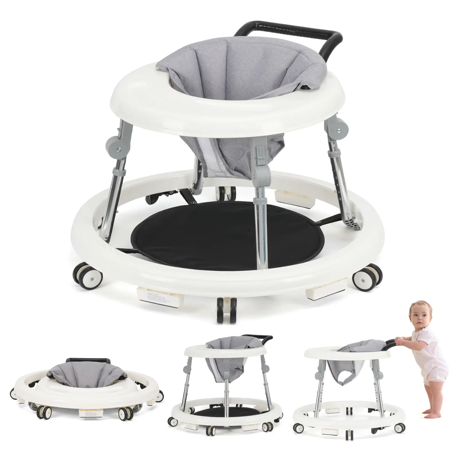 9 adjustable  Foldable baby walker | Multi-functional activity center for 7-18 months baby | Smooth wheels for easy movement! Floorwalker Infant Seat