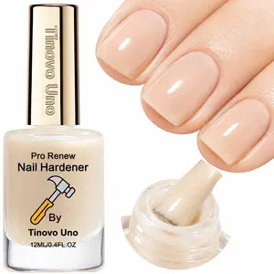 Tinovo Uno 3PCS Natural Beige Nail Hardener Treatment - Fast-Drying High-Quality Formula, Boosts Strength, Brightens, Delivers Natural Shine, Care Solution