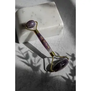Amethyst Face Roller Daily Gentle for Anti-Aging Ritual with Lymphatic Drainage & Pore Minimization Handmade & Engraved for Optimal Skincare