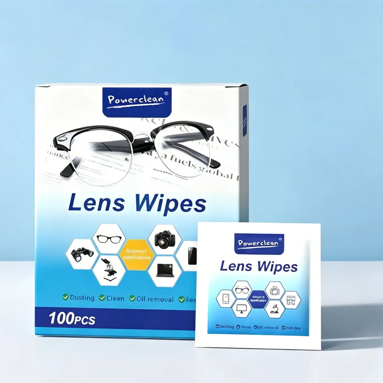 Portable Individually Wrapped Lens Wipes 200 Pack, Multi-Use Cleaner for Glasses, Cameras & Goggles | Streak-Free, Anti-Scratch, Long-Lasting Anti-Fog Cleaning