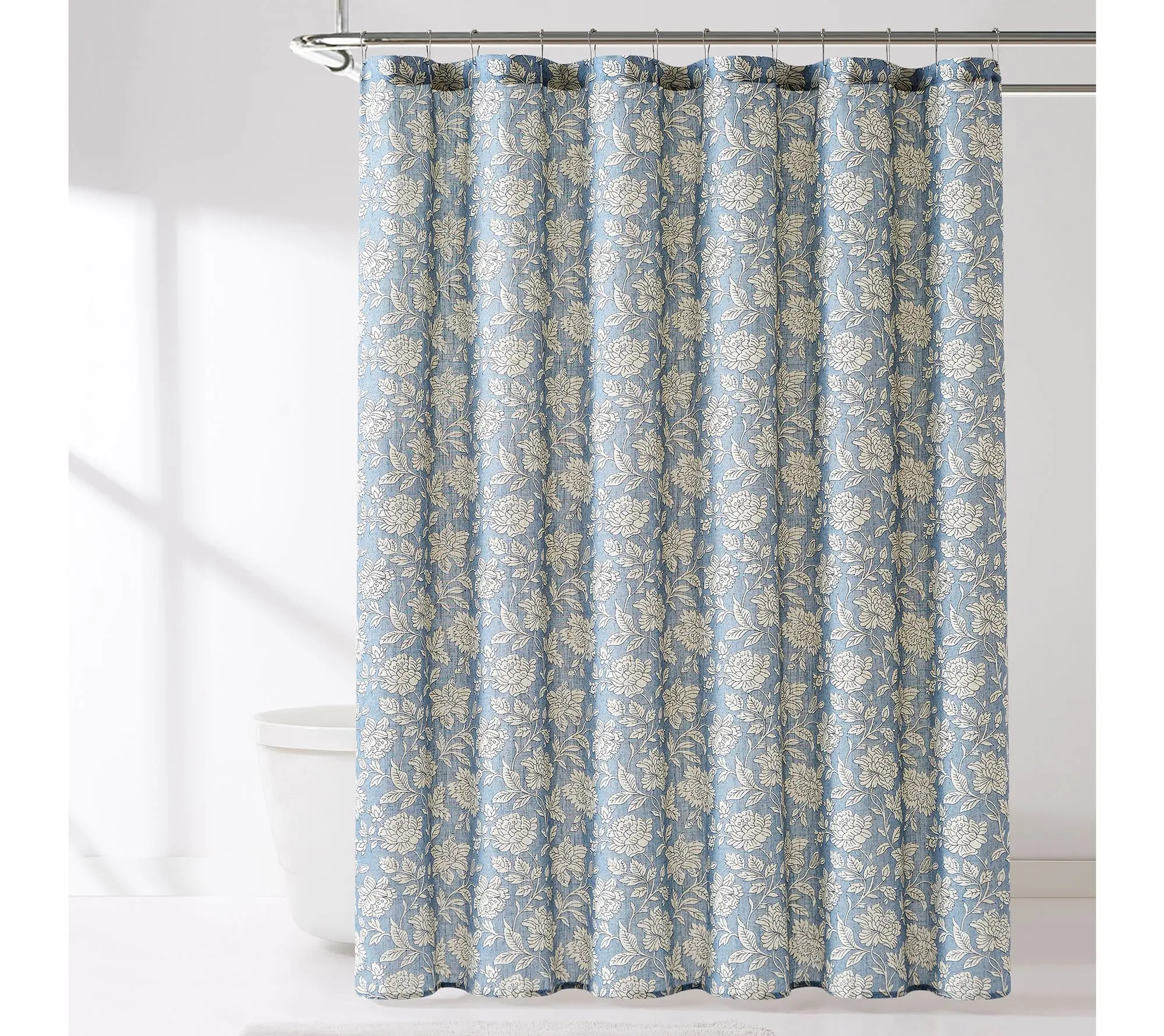 Lush Decor Zara Floral Block Linen Textured Shower Curtain Lush Decor Zara Floral Block Linen Textured Shower Curtain