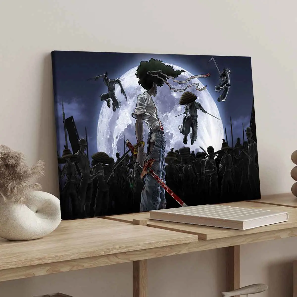 Wooden Framed Canvas Painting, Action Anime Pattern Wall Art, Modern Art Decoration, Wall Art for Home Living Room Bedroom Office, Ornaments, Wall Decor Pictures, Art Work for Wall Decor