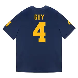 Michigan Wolverines #4 TJ Guy Student Athlete Blue Football Jersey