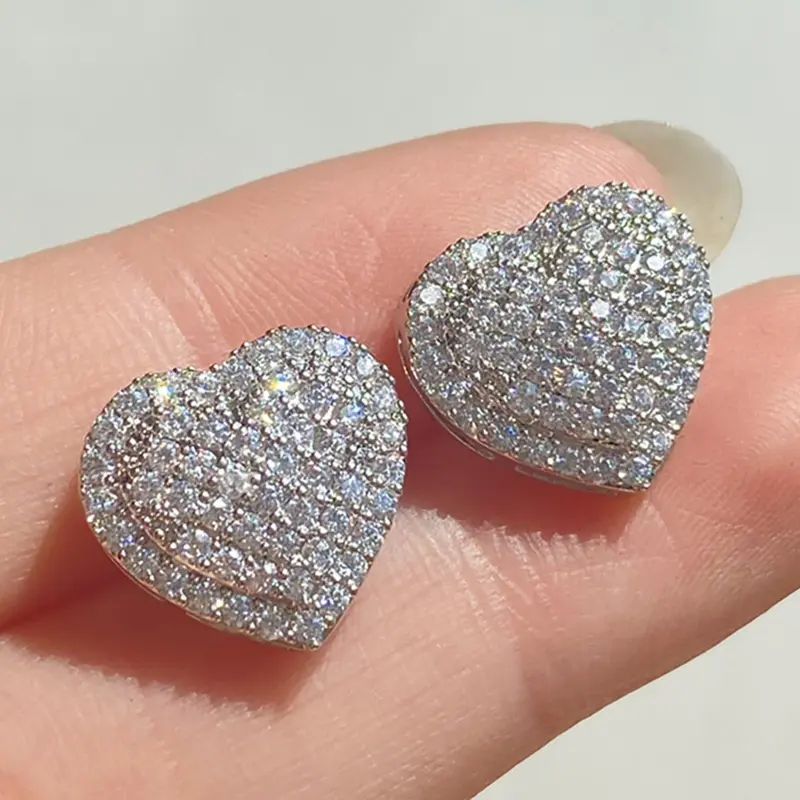 Elegant Heart Shaped Stud Earrings, Luxury Rhinestone Decor Stud Earrings, Fashion Matching Jewelry Accessories for Women
