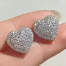 Elegant Heart Shaped Stud Earrings, Luxury Rhinestone Decor Stud Earrings, Fashion Matching Jewelry Accessories for Women