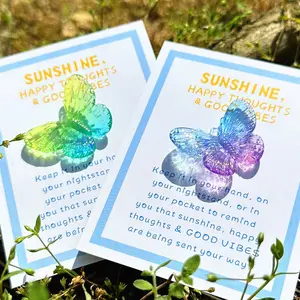 2/4/8pcs Colorful Butterfly Pocket Hug Cards, Inspirational Greeting Cards, Mini Resin Butterflies with Encouraging Messages, Hug Cards with Self-Adhesive Stickers, Compact Size - Holiday Gift, Birthday Gift, Party Cards