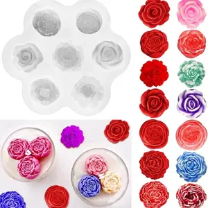 7-Hole DIY Rose Peony Flower Scented Candle Clay Soap Mold Silicone Mold, Perfect for Crafting, Durable & Reusable, Ideal for Beginners