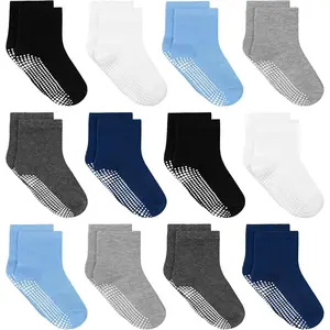 Tphon Toddler Socks, Baby Non Slip Socks for Boys Girls 12 Pairs Kids Infants Children Sock 6M-10Years