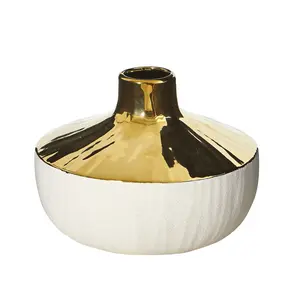 8” Elegance Ceramic Decorative Vase with Gold Accents 8” Elegance Ceramic Decorative Vase with Gold Accents