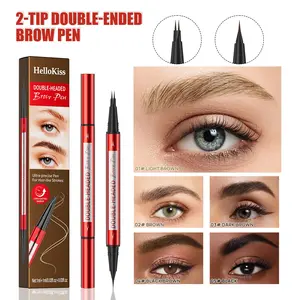 Dual-Ended 2-Prong Liquid Eyebrow Pen, 4D Realistic Hair Stroke Wild Brows, Waterproof & Sweatproof, Long-Lasting Smudge-Proof, Highly Pigmented, Beginner-Friendly For Daily Makeup