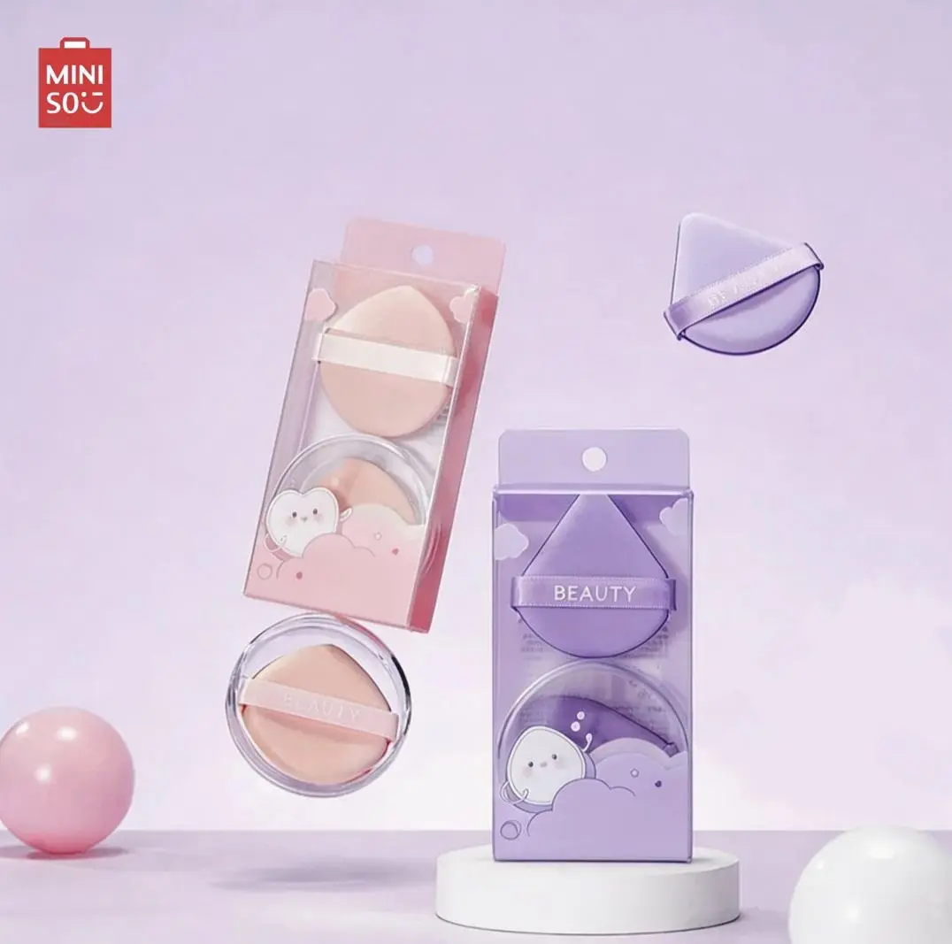 Miniso Double-Sided Makeup Blender, Teardrop Powder Puff to Blend Liquid & Press Powder, Soft Non-Latex with Hygienic Travel Case, Pink, Setting Puff, Color Correction, Teardrop Shape, Anti-Oxidants, Double-Sided Design, Ergonomic Fit, No More Wasted Prod