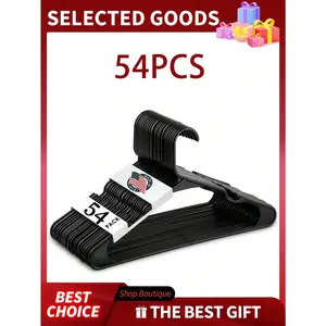 54pcs Plastic Hangers White, Plastic Hangers - Clothes Hanger With Hooks - Durable & Space Saving Coat Hanger - Heavy Duty Skirt Hangers, Hangers, Clothes Hangers, Pants Hangers, Velvet Hangers, Skirt Hangers, Hangers, Felt Hangers, Clothing Hangers, Hang