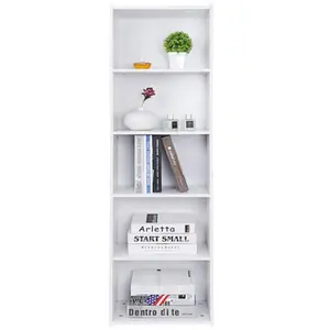 ZENSTYLE 5 Tier Small Bookcase Narrow Bookshelf Wood Cube Storage Shelf Small Display Stand for Living Room Bedroom