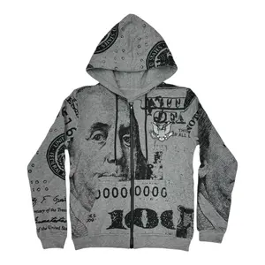 Asaa.li Retro Streetwear Zip Up Hoodie, All Over Mugshot Graphic Jacket, Fashion Sweatshirt for Men Women Gift