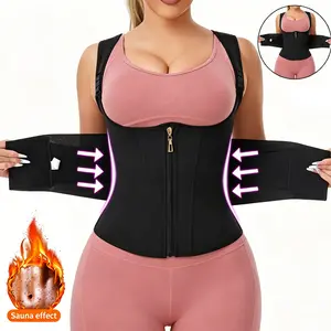 Women Waist Trainer Tummy Control Sports Girdle Compression Workout Body Shaper with Adjustable Shoulder Strap Shapewear