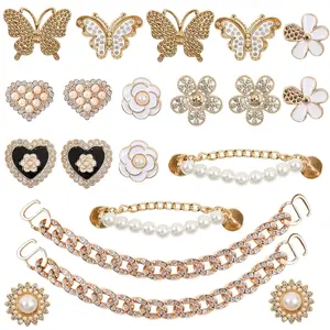 Momolove 20 Pcs Bling Shoe Charms for Women and Girls Butterfly Flower Shoe Decoration Charms for Clog Diamond Chain Charms Cute Shoe Jewels DIY Shoe Accessories for Birthday Party for Her Footwear Bedroom