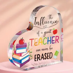 Universal Acrylic Heart Shaped Home Decor Desktop Ornaments, Multipurpose Books & Letter Pattern Plaque for Teachers Office Classroom Desk Souvenirs Mean Girls Decorations Summer Gift Room Accessories