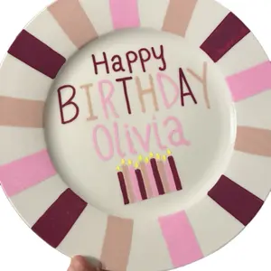 Personalized Handpainted Ceramic Birthday Plate - Unique Design