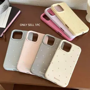 Simple Solid Color Polka Dot Silicone Phone Case Casing for iPhone 17/16/15/14/13/12/11/Pro Max, Soft Full-Coverage Shockproof Protective Case, Accessories