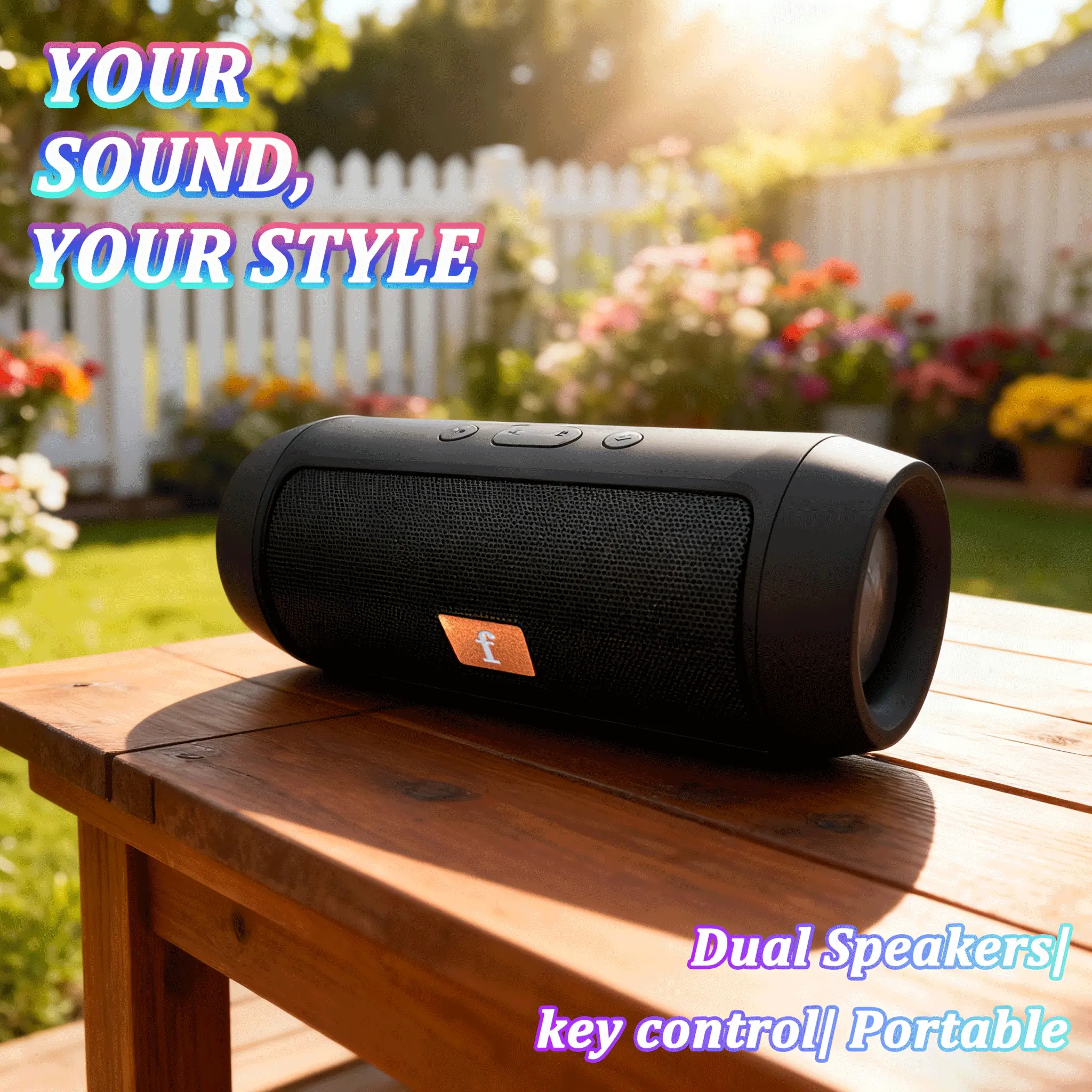 Portable Wireless Bluetooth Speaker, Cylindrical High-Volume Speaker, High-Power Outdoor Subwoofer; Supports USB, TF, Type-C, and FM; Dual-Speaker High-Fidelity Stereo Sound; Ideal for Outdoor Activities, Family Dinners, Cycling, Hiking, and Camping