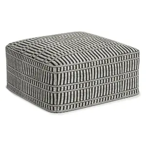 Wonda Square Woven PET Polyester Pouf Black/White - WyndenHall Wonda Square Woven PET Polyester Pouf Black/White - WyndenHall