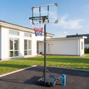 Portable Basketball Goal System Ball Sports Equipment for Teens - 5.6-7ft Height Adjustable, 28in Backboard, Stable Wheeled Base, Cast Iron Components, Indoor-Outdoor Sports Toy for Kids, Gym Use