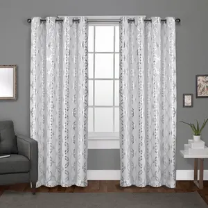 Set of 2 84"x54" Modo Metallic Geometric Grommet Top Window Curtain Panel White - Exclusive Home: Light Filtering Drapes