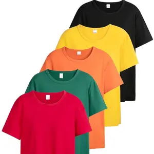 5PCS Cotton Blank T-Shirts Set, Soft Cotton Crew Neck, Ideal for Spring & Summer, Multi-Color Options, Classic Comfortable Fit