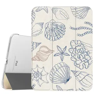 Ocean Sketches Case for iPad A16 2025 / iPad air 6/ iPad mini 6 Air, Pro 4,5,6,7, Slim Stand Cover with Soft Translucent Frosted Back Pencil Slot, for Samsung Galaxy Tab S9 S6,7,8,9,10FE + A7 LTE Tablet Cases
