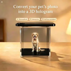 MeLovePet AI 3D Hologram Pet Sanctuary - DIY Personalized Pet Memorial Gift Box | Custom 3D Pet Photo to Motion Video Projector | Clear Acrylic DIY Kit for Dog Cat Lovers | Memorial Gift for Loss of Pet (4" Cube)