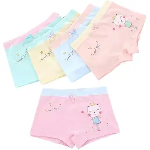 P-UDW01   Girls Cotton Underwear Soft Boy Shorts Kids Boxer Briefs Panties(Pack of 5)