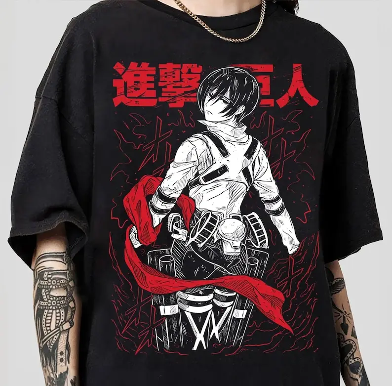 Vintage Mikasa Shingeki No Kyojin Shirt, Anime Titan Mikasa Shirt, Mikasa Ackerman Merch Shirt, Anime Shirt, Anime Fan Shirt Gifts