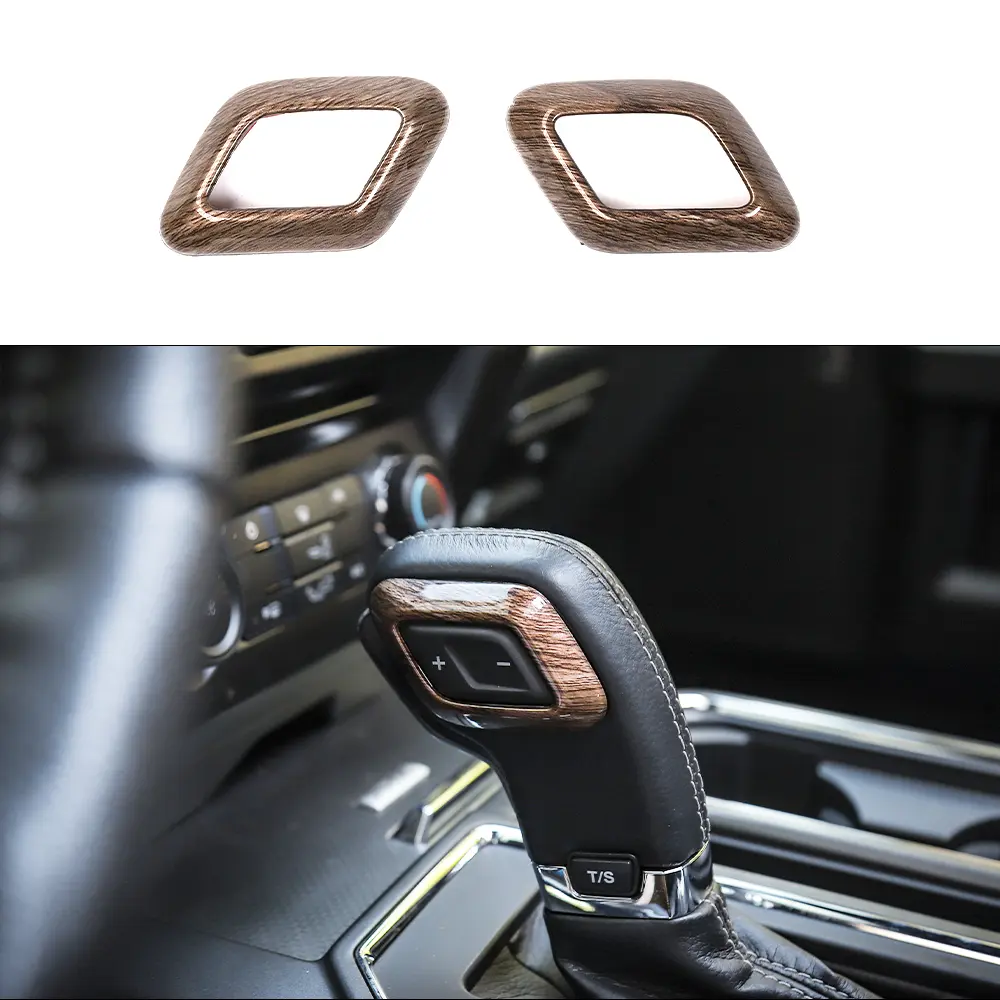 ABS Carbon Fiber Style Gear Shift Knob Trimming 2-Piece Set Cover - Precise Fitment Car Decal, Scratch-Safe Coat, UV-Resistant Finish Keeps Color Fresh, Car Interior Decor Accessory for 2015-2020 F-Series Pickup Trucks