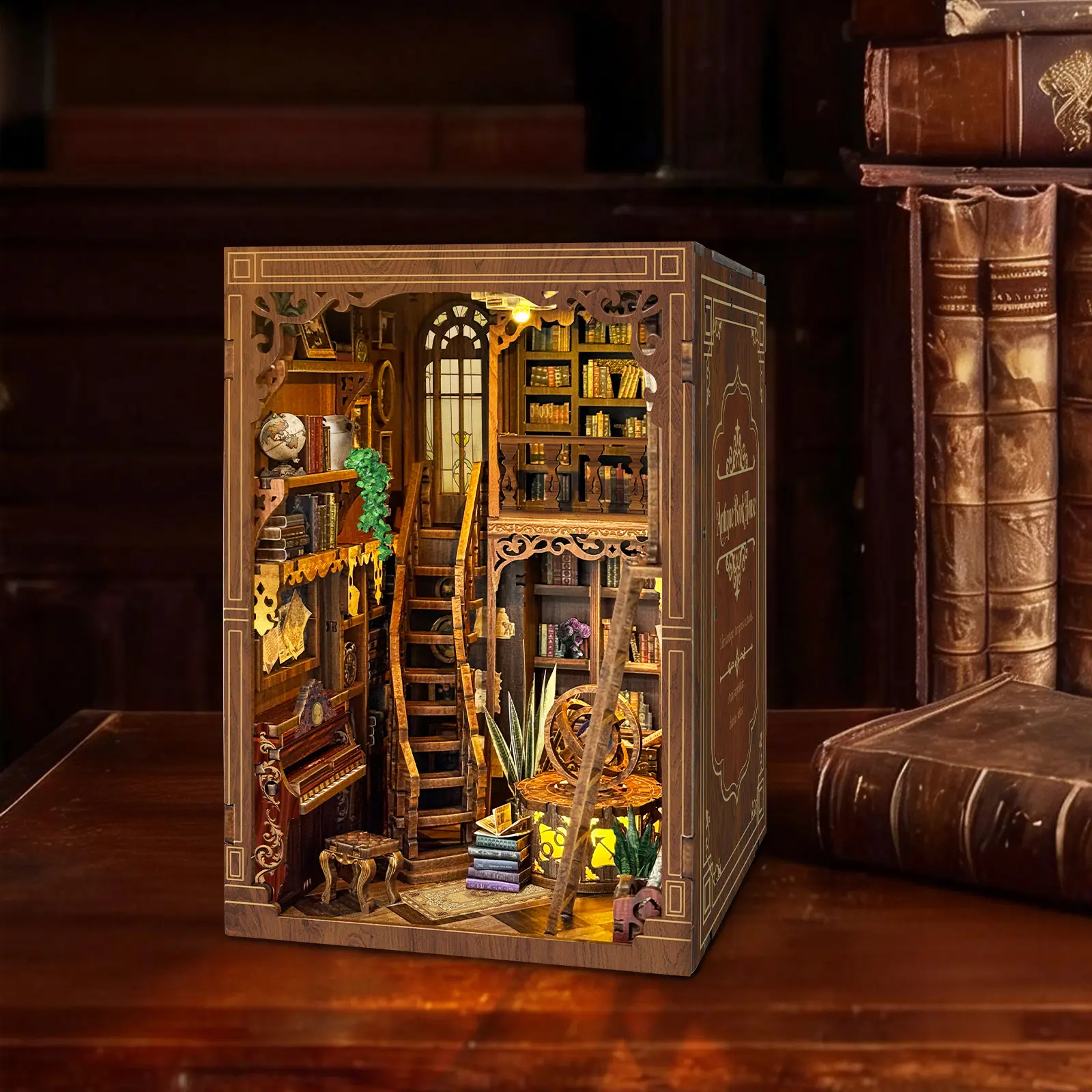 3D Wooden DIY Assembly Model Kit with LED Lights, Book Nook Bookend, Fairy Tale Decor, Handmade Gifts for Adults, Unisex Crafts, Alkaline Manganese Dioxide-Powered DIY Assembly Sets 3D Puzzle