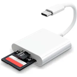 USB C SD Card Reader for  15 16/iPad/MacBook/,Type C Memory Trail Camera Card Adapter,USB-C Type C SD Reader Supports SD and MicroSD Memory Card Adapter, 2 Slots Plug and Play
