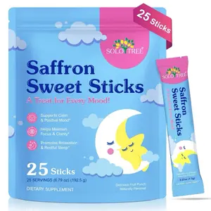 Saffron for Kids, Saffron Powder Stick for Boosting Focus, Mental Clarity, Balanced Mood, Blended with Vitamin D3, Magnesium, Sugar-Free, Friuty Flavor, Individual Package|25 Servings